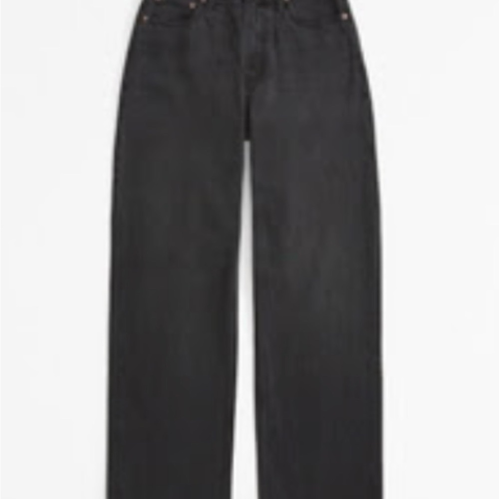 High rise loose black washed denim